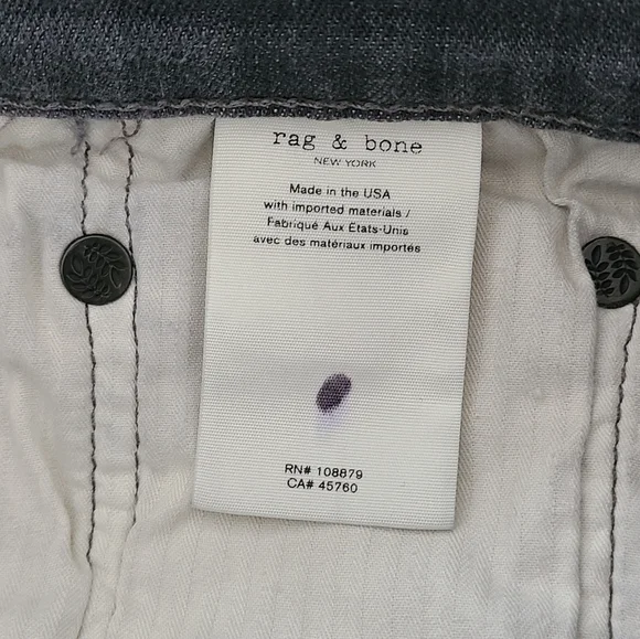 RAG & BONE Mens Jeans Grey Fit 1 Extra Slim Legs Button Fly Denim Size 31 - Picture 13 of 15